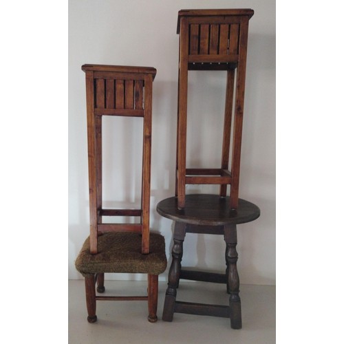 202 - Furniture lot comprising 2 pot stands, occasional table and padded stool. Collection only.