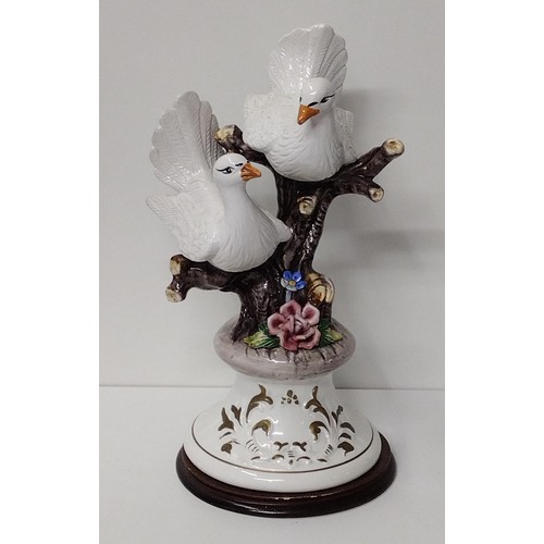 265 - Capodimonte figure of two doves on a branch. Shipping Group (A).