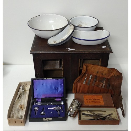 271 - Vintage Physician's cabinet and utensils. Shipping Group (A).