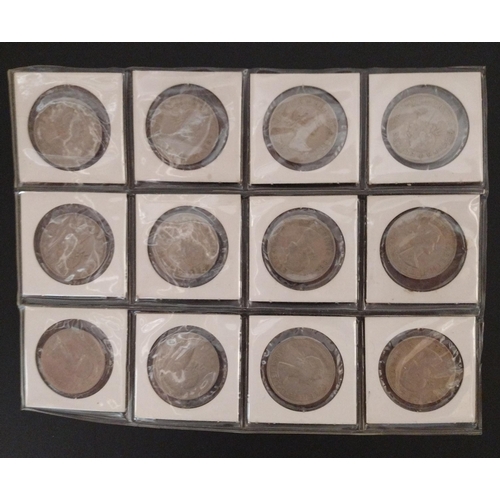 22 - 12 Queen Elizabeth II Half Crowns dated: 1955,56,57,58,59,60,61,62,63,64,66,67. Shipping Group (A).