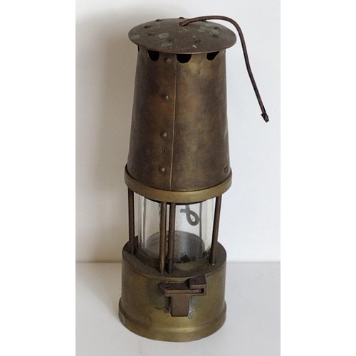 305 - Antique brass miners lamp. Collection only.