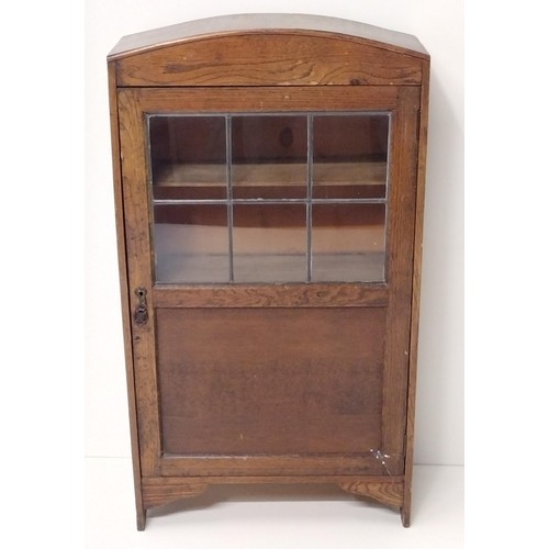 320 - Edwardian arch-topped part glazed oak bookcase. H:106 x W:59 x D:24 cm. Collection only.