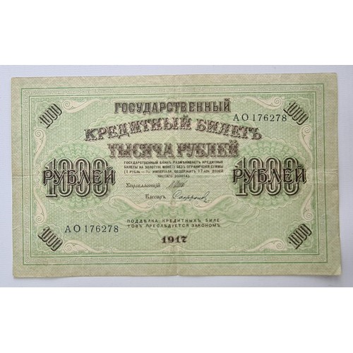 74 - Russia 2 Bank Notes - 1909 10 Russian ruble,  1917 1,000 Russian ruble  Shipping Group (A).