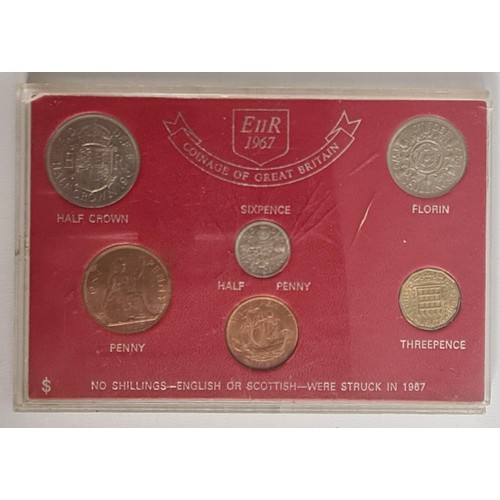 92 - Cased 1967 Coinage of Great Britain: Penny Farthing including Victorian Penny & Farthing.  Queen... 