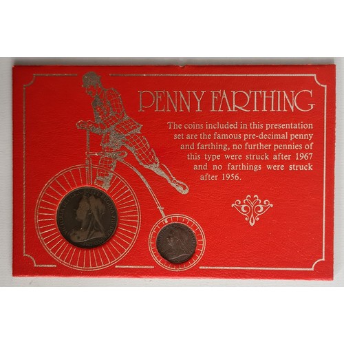 92 - Cased 1967 Coinage of Great Britain: Penny Farthing including Victorian Penny & Farthing.  Queen... 