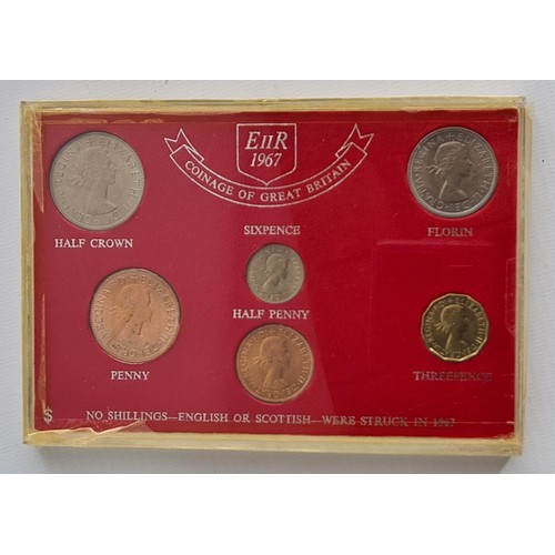 109 - 1967 Coinage of Great Britain Cased Set, 1953 - 1967 Threepence Set & 80th Queen Mother 1980 unc... 