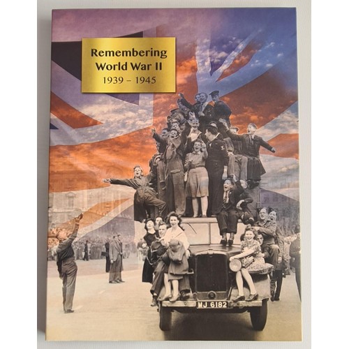 148 - Remembering World War II, 6 Proof Coin Album with COA numbered 00948. Each Coin Gold-Plated with Pad... 