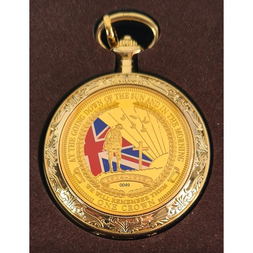 175 - WWI 100th Anniversary Limited Edition Coin-Inlaid Pocket Watch. Shipping Group (A).