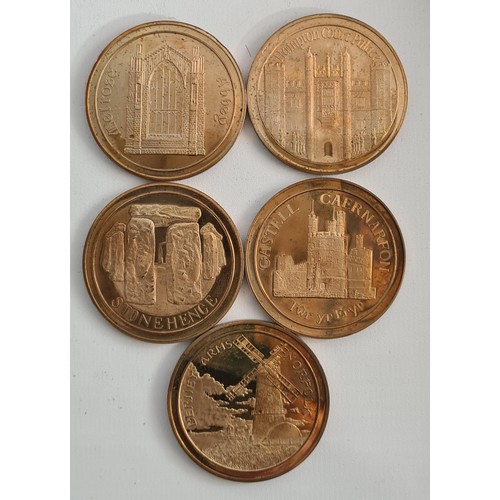 9 - 5 limited edition proof coins, European Architectural Heritage Year 1975: Stonehenge, Caernarfon Cas... 