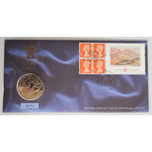 20 - 3 Commemorative Coins: 1994 Bank of England £2 Coin Cover, Royal Mail 300 years, number 08470, 1998 ... 