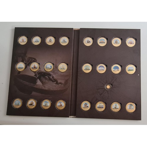 162 - Famous Ships of the World Coin Album comprising Full Set of 25 Proof Coins. Shipping Group (A).