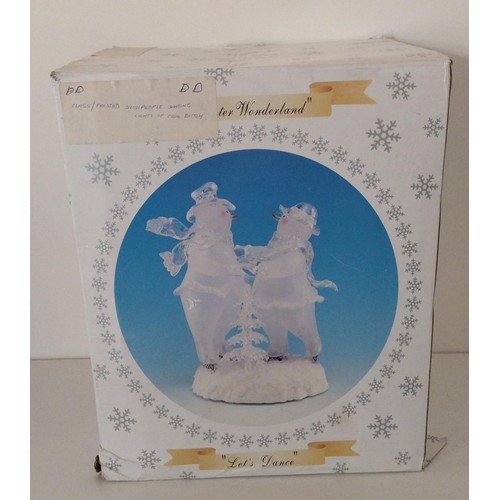 353 - Frosted illuminated Xmas decoration of dancing snowmen. Shipping Group (A).