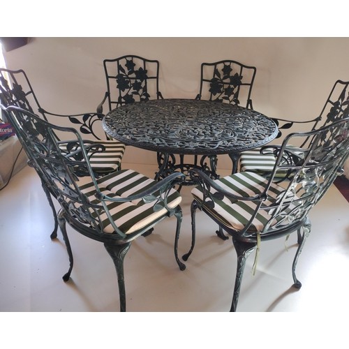 326 - 8-piece cast aluminium patio set comprising: table, parasol and 6 chairs. Collection only.