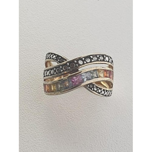 5 - Silver stone set ring.Size N1/2. Shipping Group (A).