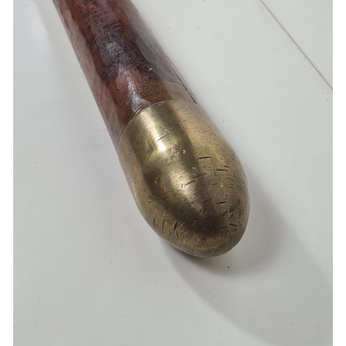 333 - Reproduction artillery shell made of hardwood and having brass tip and base. Collection only.