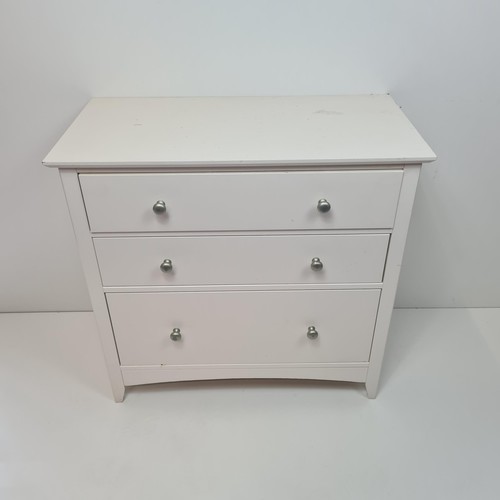 364 - White painted 3 drawer cupboard H:80 x W:86 x D:43 cm. Collection only.