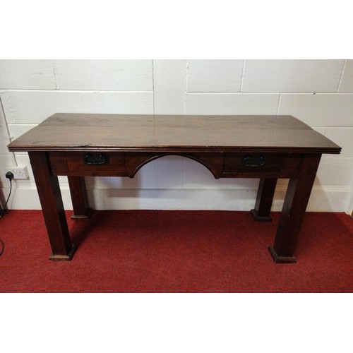 152 - Antique oak knee-under desk. H:76 x W:160 x D:65 cm. Collection only.