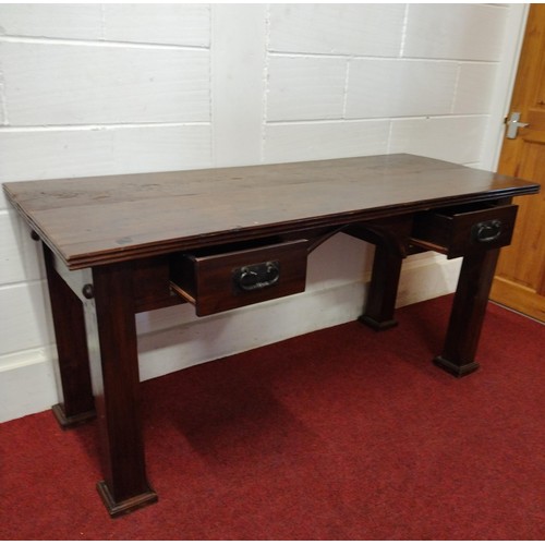 152 - Antique oak knee-under desk. H:76 x W:160 x D:65 cm. Collection only.