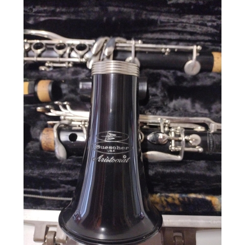 155 - Buescher Aristocrat clarinet in protective carry case. Shipping Group (A).