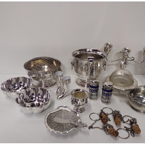 186 - Large selection of metalware to include ice bucket, goblets, etc. Collection only.