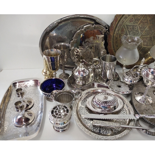 188 - Large assortment of metal ware to include silver plate. Collection only.