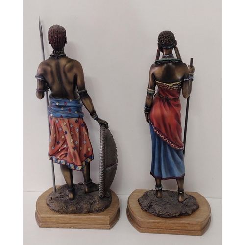 191 - (2) Masai warrior figures by Leonardo Collection, standing 26cm. Collection only.