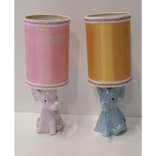 246 - Pair of vintage ceramic table lamps in the form of sitting elephants. Collection only.