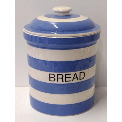 257 - Large T.G Green Cornishware bread crock. Collection only.