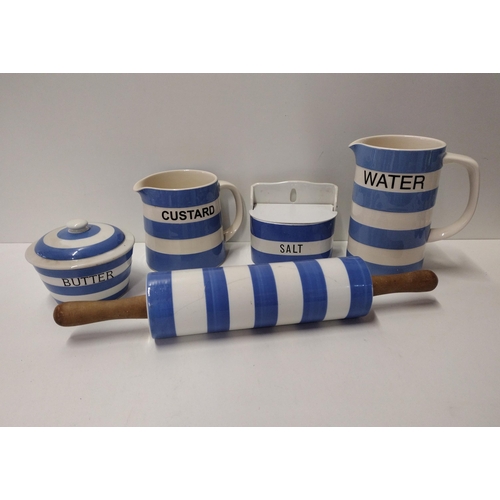 261 - T.G Green Cornishware including large rolling pin,  jugs, etc. Collection only.