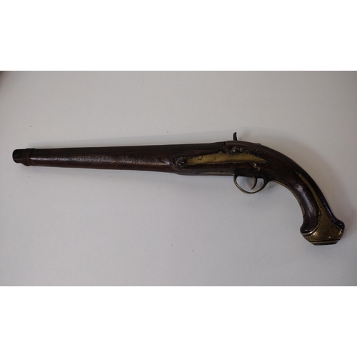 91 - Antique black powder pistol. Collection only.