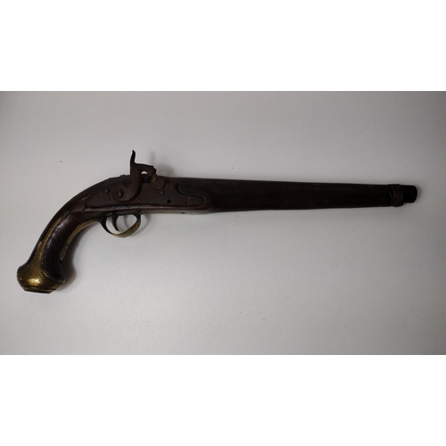 91 - Antique black powder pistol. Collection only.