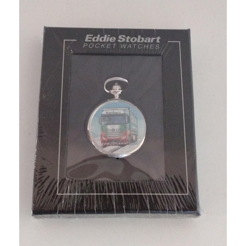 343 - 18 collectable Eddie Stobart silver plated pocket watches and 2 pairs and cufflinks. Shipping Group ... 