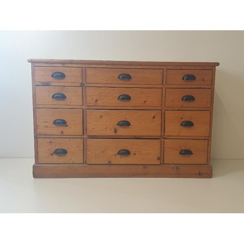 328 - Antique pine chest of (12) drawers. H:80 x W:124 x D:44 cm. Collection only.