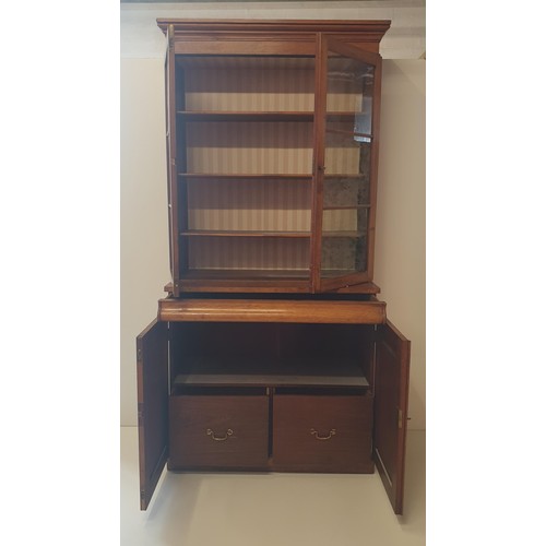 356 - Early c20th part glazed bureau bookcase. Measuring H:215 x W:101 x D:50 cm. Collection only.