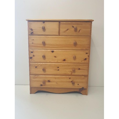 167 - Pine 2 over 4 chest of drawers measuring H:98 x W:81 x D:39 cm Collection only.