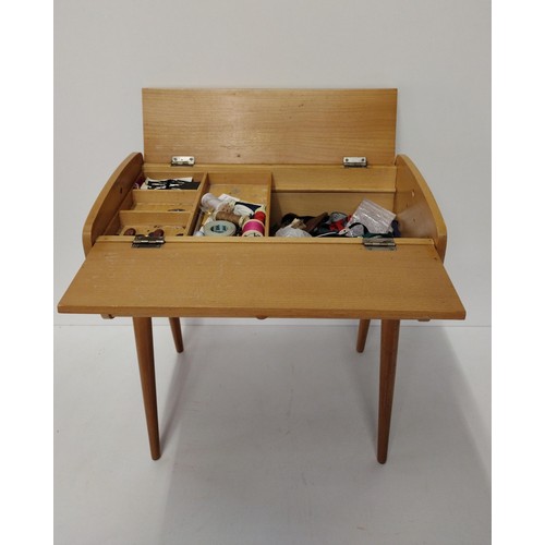 286 - Freestanding wooden sewing box. Collection only.