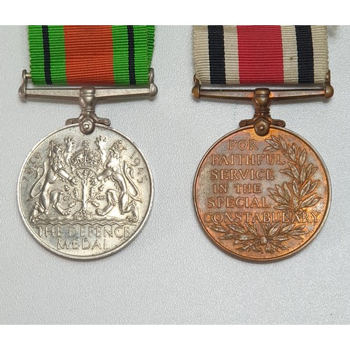 84 - 1939-45 defence medal together with WWI Special Constabulary medal. Shipping Group (A).