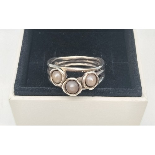 12 - Pandora .925 silver ring, size S, in original box. Collection only.