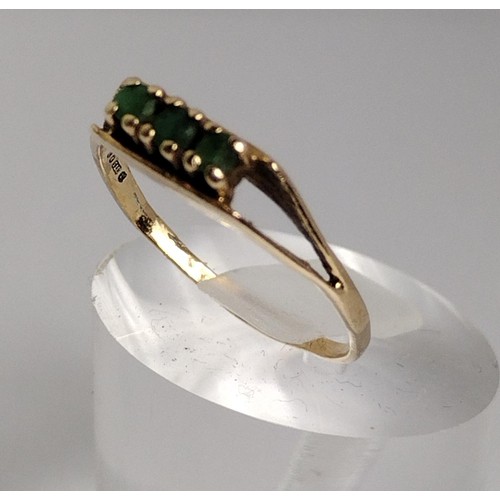 44 - 9ct gold and emerald set ring, Birmingham hallmark, size N½. Shipping Group (A).