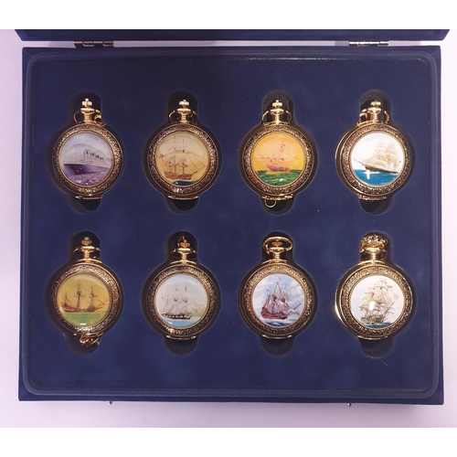 87I - 'Legends of the Sea' 18ct gold-plated pocket watch collection in presentation box.