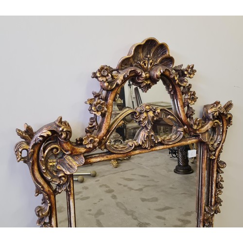 6 - A large French gilt frame trumeau mirror measuring 154 (h) x 90 (w) cm.