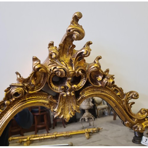 7 - Rococo style gilt frame overmantel. 148 (h) x 118 (w) cm.