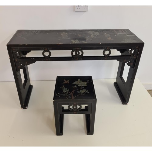 23 - 19th century Chinoiserie console table measuring 80 (h) x 126 (W) x 42 (d) cm. Together with a match... 