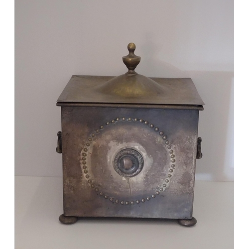 58 - A turn of the century brass coal box. 