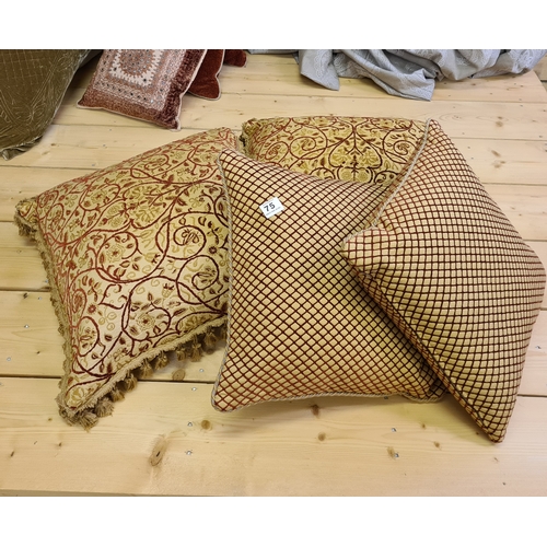 75 - Four large cushions. 