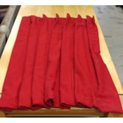 84 - Pair of red pinch-pleated insulated and lined curtains, 58 (drop) x 80 (w).