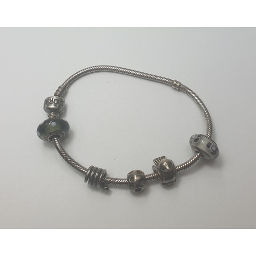 258 - Pandora bracelet, stamped ALE. 30cm. Shipping Group (A).