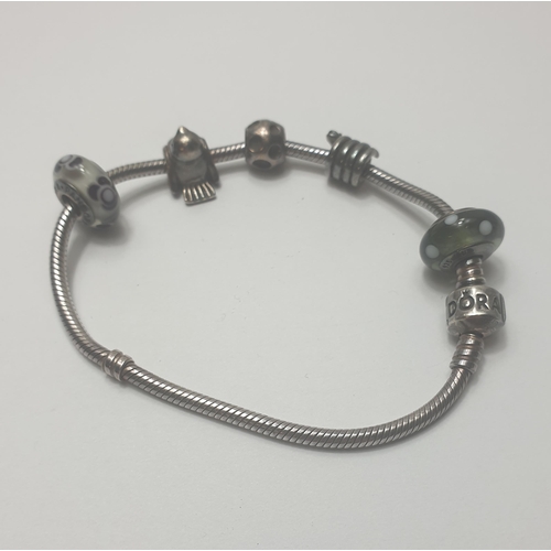 258 - Pandora bracelet, stamped ALE. 30cm. Shipping Group (A).