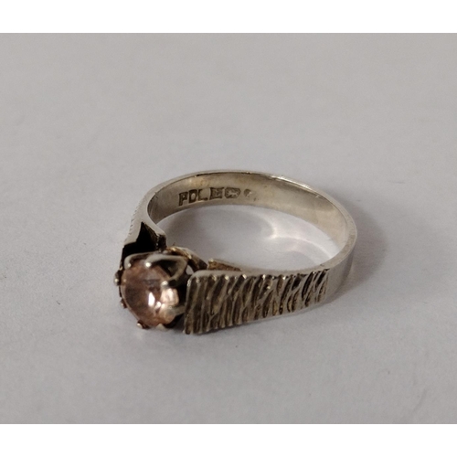 291 - Palladium and yellow diamond set ring, hallmark for Birmingham. 5g gross weight. Shipping Group (A).