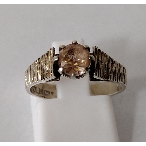 291 - Palladium and yellow diamond set ring, hallmark for Birmingham. 5g gross weight. Shipping Group (A).